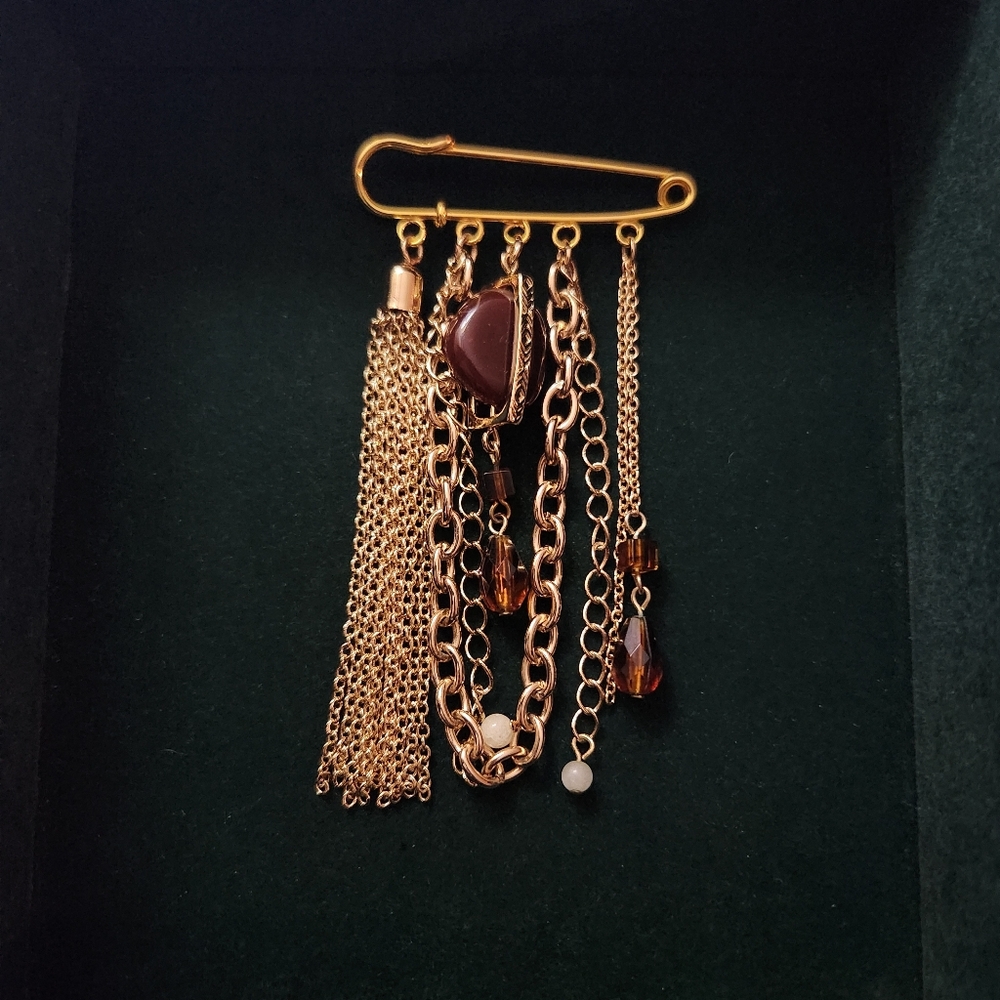 Gold And Brown Toned Brooch Pin